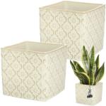 KOTARBAU Ghiveci ceramic vintage pentru flori plante 13x13 cm set 2 buc - Culoare crem (ZSY2923)