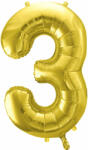 PartyDeco S. r. o 3. szám, arany, fólia lufi, 72 cm