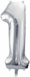 PartyDeco S. r. o 1. szám, ezüst, fólia lufi, 72 cm