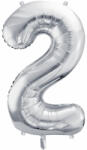PartyDeco S. r. o 2. szám, ezüst, fólia lufi, 72 cm