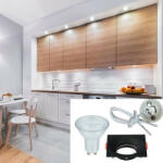  LED Spot lámpa szett: Fekete keret, GU10 3 W meleg fehér, GU10 foglalat (kettesével rendelhető) - 6643 szett (6643_3Wszett)