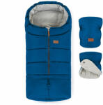 Petite&Mars Téli szett Jibot 3in1 bundazsák + kézmelegítő kesztyű babakocsira Jasie Ocean Blue