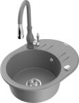 Mexen Kevin chiuvetă de granit cu 1 cuvă, cu scurgător și baterie de bucătărie Savita, gri - 6517-71-672601-71 (6517-71-672601-71)