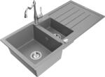 Mexen Andres chiuvetă de granit cu 1, 5 compartimente cu scurgător și baterie de bucătărie Carla, gri - 6515-71-670700-00 (6515-71-670700-00)