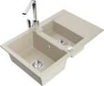 Mexen Gaspar chiuvetă din granit cu 1, 5 compartimente cu scurgător și baterie de bucătărie Rita, bej - 6507-69-670300-00 (6507-69-670300-00)