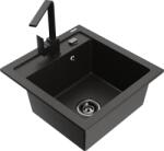 Mexen Vito chiuvetă de granit cu 1 compartiment și baterie de bucătărie Rita, negru/auriu metalizat - 6503-75-670300-70-B (6503-75-670300-70-B)