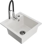 Mexen Vito chiuvetă din granit cu 1 compartiment și baterie de bucătărie Aster, albă - 6503-20-73450-07-B (6503-20-73450-07-B)