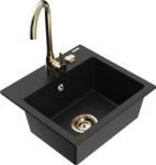 Mexen Milo chiuvetă de granit 1-cameră cu baterie de bucătărie Telma, negru - 6505-77-670200-50 (6505-77-670200-50)