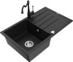 Mexen Bruno chiuvetă granit 1-cameră cu scurgător și baterie de bucătărie Carla, negru - 6513-77-670700-70 (6513-77-670700-70)