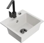 Mexen Milo chiuvetă de granit cu 1 compartiment și baterie de bucătărie Rita, albă - 6505-20-670300-70 (6505-20-670300-70)