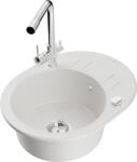 Mexen Kevin chiuvetă de granit cu 1 cuvă cu scurgător și baterie de bucătărie Duero, alb - 6517-20-671600-00 (6517-20-671600-00)
