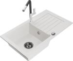 Mexen Pablo chiuvetă din granit cu 1 compartiment cu scurgător și baterie de bucătărie Flora, alb - 6510-20-670401-07-B (6510-20-670401-07-B)
