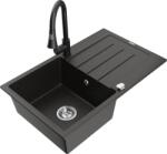 Mexen Bruno chiuvetă granit 1-cameră cu scurgător și baterie de bucătărie Elia, negru/auriu metalic - 6513-75-670101-70 (6513-75-670101-70)
