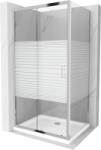 Mexen Apia cabina de duș glisantă 100 x 80 cm, dungi albe, crom + cădiță Flat - 840-100-080-01-20-4010 (840-100-080-01-20-4010)
