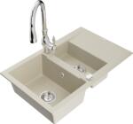Mexen Gaspar chiuvetă de granit cu 1, 5 camere cu scurgător și baterie de bucătărie Savita, bej - 6507-69-672601-00 (6507-69-672601-00)
