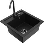 Mexen Vito chiuvetă de granit cu 1 compartiment și baterie de bucătărie Telma, neagră - 6503-77-670200-70-B (6503-77-670200-70-B)