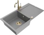 Mexen Leo chiuvetă de granit cu 1 cuvă, cu scurgător și baterie de bucătărie Carla, gri - 6501-71-670700-50 (6501-71-670700-50)