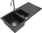Mexen Andres chiuvetă de granit cu 1, 5 camere cu scurgător și baterie de bucătărie Telma, negru/argintiu - 6515-73-670200-50 (6515-73-670200-50)