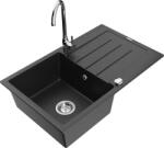 Mexen Bruno chiuvetă de granit cu 1 cuvă cu scurgător și baterie de bucătărie Telma, negru/argintiu - 6513-73-670200-00 (6513-73-670200-00)