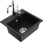 Mexen Milo chiuvetă de granit cu 1 compartiment cu baterie de bucătărie Carla, neagră - 6505-77-670700-00 (6505-77-670700-00)