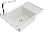Mexen Elias chiuvetă de granit cu 1 compartiment cu scurgător și baterie de bucătărie Duero, albă - 6511-20-671600-00 (6511-20-671600-00)