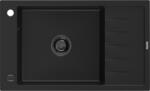Mexen Elias chiuvetă din granit cu 1 compartiment și scurgător 795 x 480 mm, negru, sifon negru - 6511791005-77-B (6511791005-77-B) Chiuveta