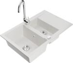Mexen Gaspar chiuvetă de granit cu 1, 5 boluri, cu scurgător și robinet de bucătărie Telma, alb - 6507-20-670200-00 (6507-20-670200-00)