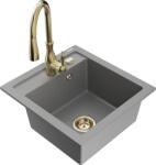 Mexen Vito chiuvetă de granit cu 1 compartiment cu baterie de bucătărie Savita, gri - 6503-71-672601-50 (6503-71-672601-50)