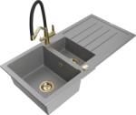 Mexen Andres chiuvetă din granit cu 1, 5 compartimente, cu scurgător și baterie Duo, gri - 6515-71-671701-57-G (6515-71-671701-57-G)