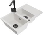 Mexen Gaspar Chiuvetă de granit de 1, 5 compartiment cu picurător și baterie de bucătărie Rita, Albă - 6507-20-670300-70 (6507-20-670300-70)