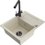 Mexen Enzo chiuvetă de granit cu 1 compartiment, cu scurgător și baterie de bucătărie Duero, bej - 6506-69-671600-70 (6506-69-671600-70)