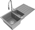 Mexen Andres chiuvetă de bucătărie din granit cu 1, 5 camere și scurgător, cu baterie Savita, gri - 6515-71-672601-00 (6515-71-672601-00)