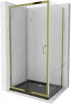 Mexen Apia cabina de duș glisantă 100 x 90 cm, transparentă, aurie + cadă Flat, neagră - 840-100-090-50-00-4070G (840-100-090-50-00-4070G)