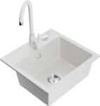 Mexen Milo chiuvetă de granit cu o singură cuvă și baterie de bucătărie Telma, albă - 6505-20-670200-20 (6505-20-670200-20)