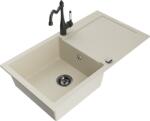 Mexen Leo chiuvetă de granit cu 1 cuvă cu scurgător și robinet de bucătărie Carla, bej - 6501-69-670700-70 (6501-69-670700-70)