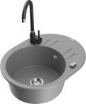 Mexen Kevin chiuvetă de granit cu 1 compartiment, cu scurgător și baterie de bucătărie Telma, gri - 6517-71-670200-70 (6517-71-670200-70)