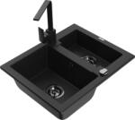 Mexen Carlos chiuvetă de granit, 1, 5 compartiment, cu baterie de bucătărie Rita, negru - 6518-77-670300-70-B (6518-77-670300-70-B)