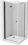 Mexen Lima cabină de duș pliabilă 80 x 80 cm, transparent, Neagră + cadă de duș Flat, Albă - 856-080-080-70-00-4010B (856-080-080-70-00-4010B)