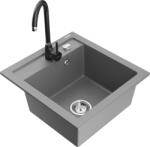 Mexen Vito chiuvetă de granit cu 1 compartiment cu baterie de bucătărie Telma, gri - 6503-71-670200-70 (6503-71-670200-70)