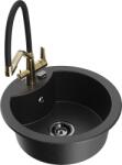 Mexen Diego chiuvetă de granit cu o singură cameră cu baterie de bucătărie Duo, negru/argintiu metalic (6512-73-671701-57-B)