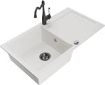 Mexen Leo chiuvetă de granit cu o cuvă cu scurgător și baterie bucătărie Carla, alb - 6501-20-670700-70 (6501-20-670700-70)