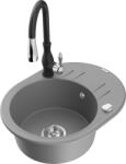 Mexen Kevin chiuvetă din granit cu o singură cuvă cu scurgător și baterie de bucătărie Savita, gri - 6517-71-672601-70 (6517-71-672601-70)