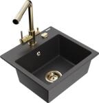 Mexen Milo chiuvetă granit 1-vas cu baterie de bucătărie Duero, negru pătat - 6505-76-671600-50 (6505-76-671600-50)