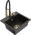 Mexen Milo chiuvetă de bucătărie din granit cu 1 compartiment cu baterie Aster, negru/auriu metalic - 6505-75-73450-57-G (6505-75-73450-57-G)