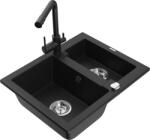 Mexen Carlos chiuvetă din granit cu 1, 5 compartimente cu baterie de bucătărie Duero, neagră - 6518-77-671600-70 (6518-77-671600-70)