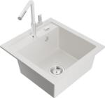 Mexen Vito chiuvetă de granit cu 1 compartiment și baterie de bucătărie Flora, albă - 6503-20-670401-02 (6503-20-670401-02)