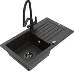 Mexen Pablo chiuvetă de granit cu 1 cuvă și picurător cu baterie de bucătărie Duo, negru/auriu metalizat (6510-75-671701-70-B)