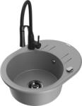 Mexen Kevin Chiuvetă din granit cu 1 compartiment cu scurgător și baterie de bucătărie Aster, gri - 6517-71-73450-70-B (6517-71-73450-70-B)