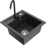 Mexen Vito chiuvetă de granit cu 1 compartiment și baterie de bucătărie Telma, negru cu pete - 6503-76-670200-70 (6503-76-670200-70)
