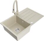 Mexen Bruno chiuvetă de bucătărie din granit cu 1 compartiment cu scurgător și baterie Elia, bej - 6513-69-670101-69 (6513-69-670101-69)